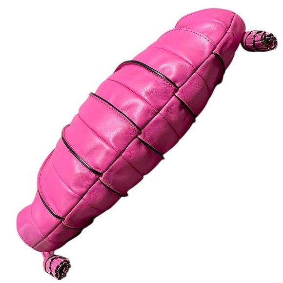 Lupo Barcelona Pink Albanico Pleated Leather Three Way Convertible Handbag - Picture 5 of 12